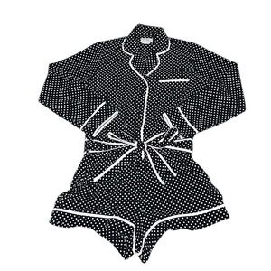 Kate Spade Black & Pink Polka Dot Romper Pajamas Size XS